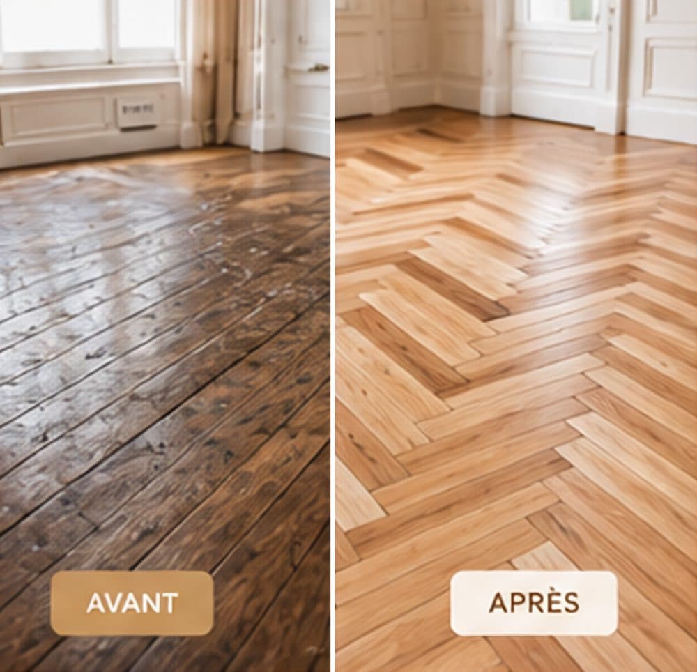 Parquet massif poncé et vitrifié